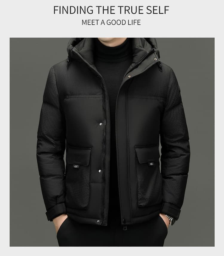 Winter White Duck Down Short Casual Hooded Jacket