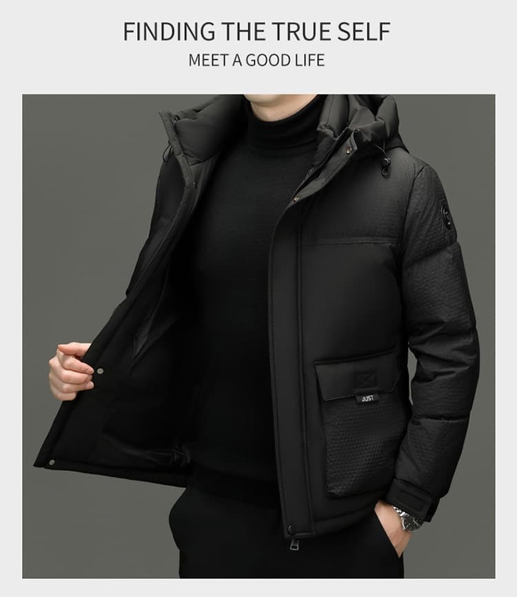 Winter White Duck Down Short Casual Hooded Jacket