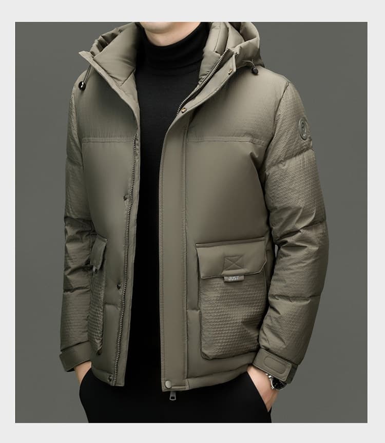 Winter White Duck Down Short Casual Hooded Jacket