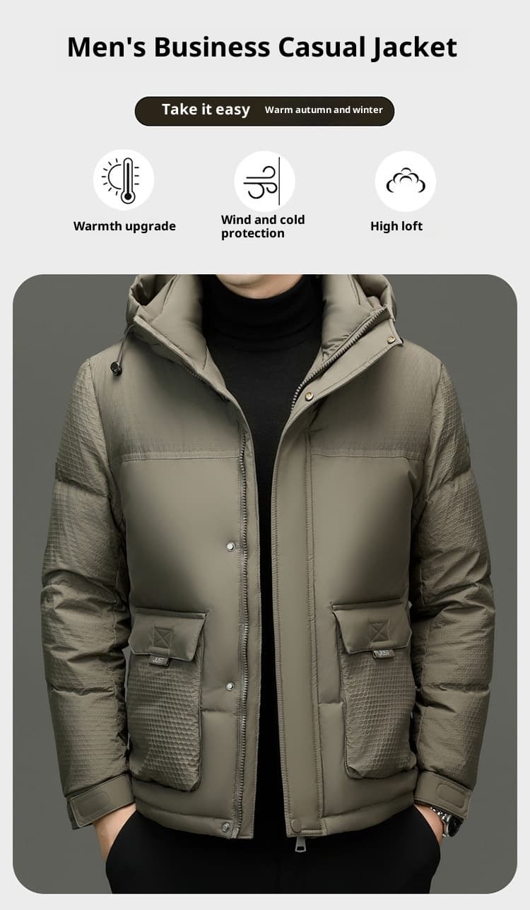 Winter White Duck Down Short Casual Hooded Jacket
