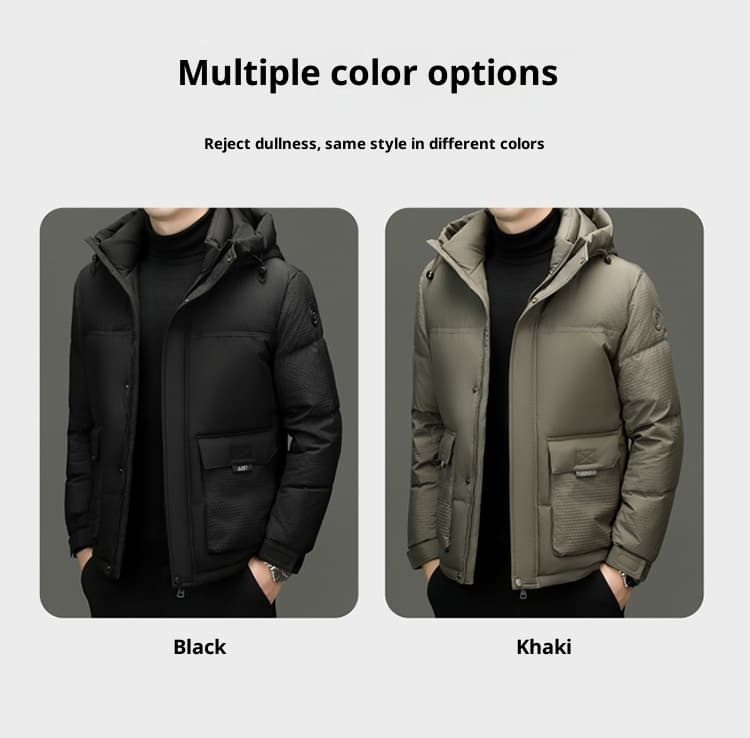 Winter White Duck Down Short Casual Hooded Jacket