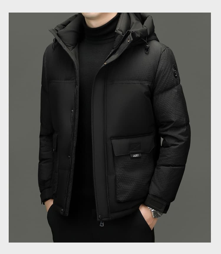 Winter White Duck Down Short Casual Hooded Jacket