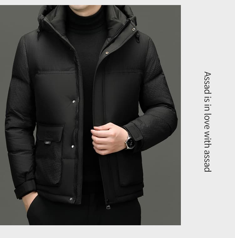 Winter White Duck Down Short Casual Hooded Jacket