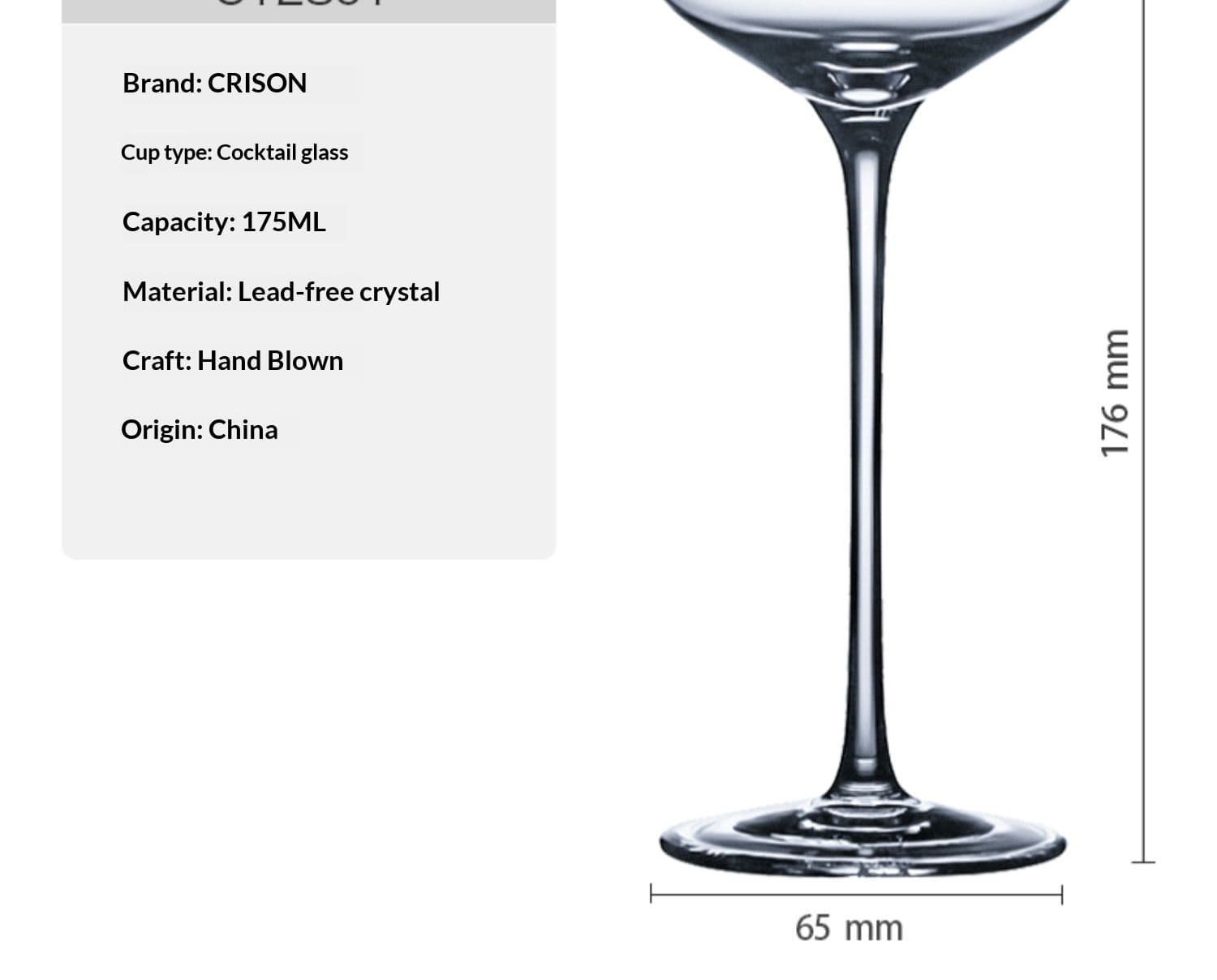 Goblet Cocktail Mixing Glass - 175ml Crystal