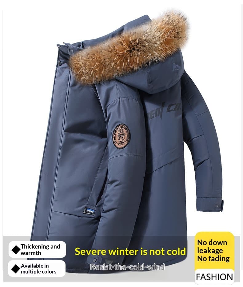 Men's Down Jacket Thickened Mid-length White Duck Down Coat