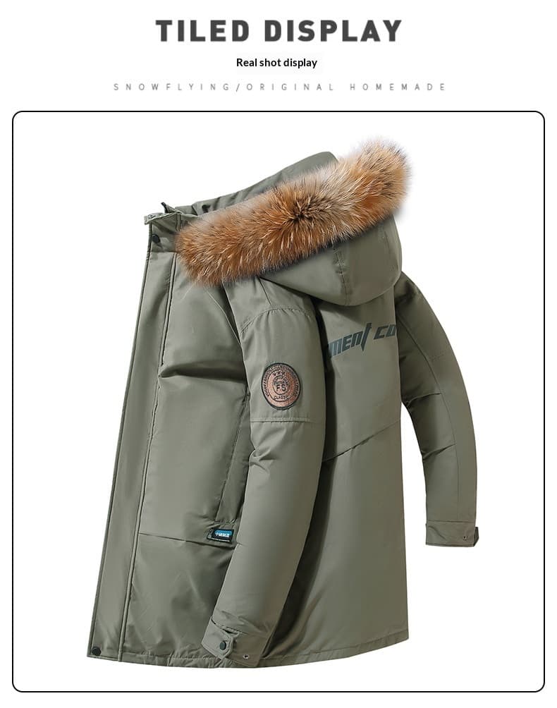 Men's Down Jacket Thickened Mid-length White Duck Down Coat