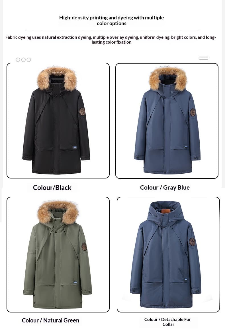 Men's Down Jacket Thickened Mid-length White Duck Down Coat
