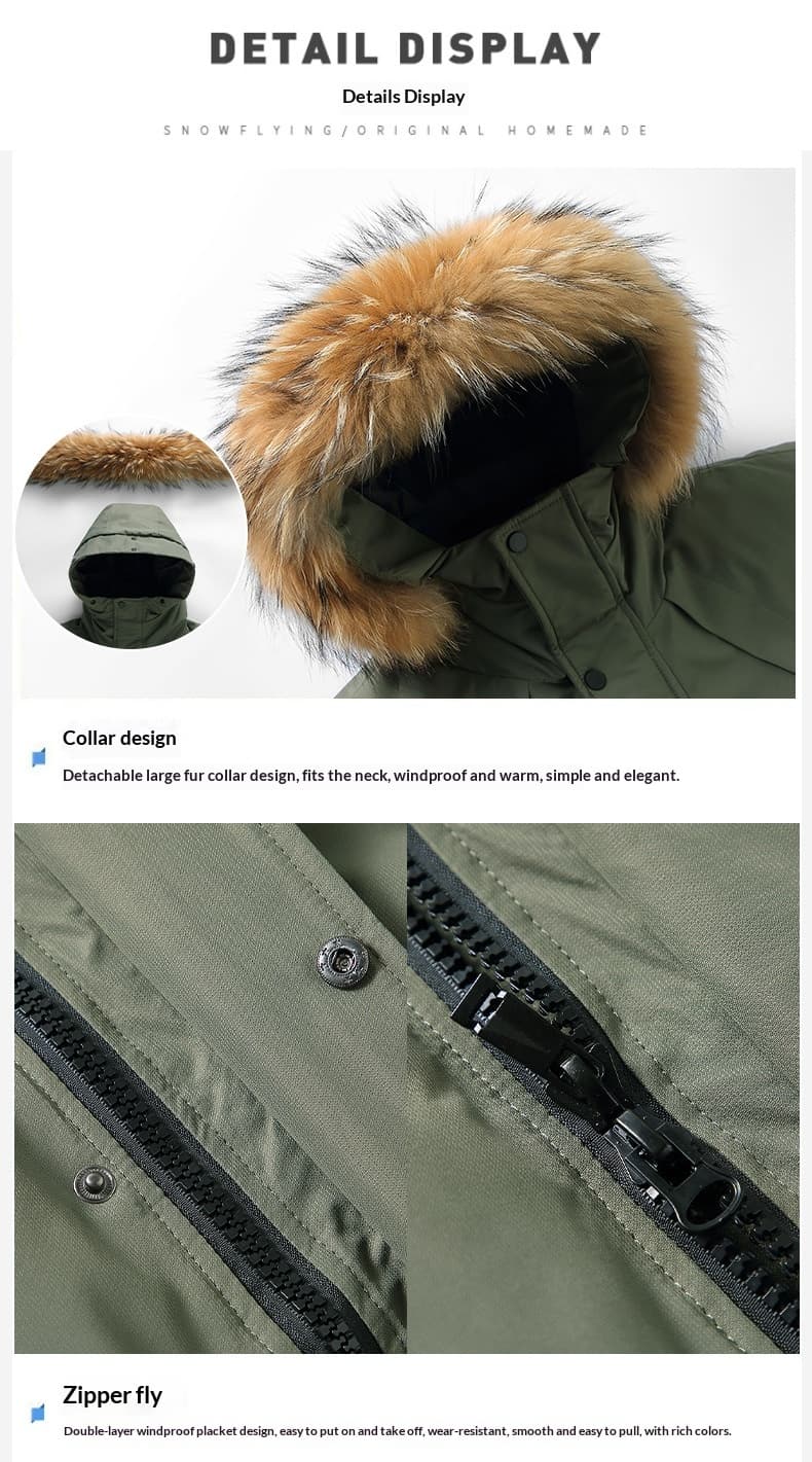 Men's Down Jacket Thickened Mid-length White Duck Down Coat