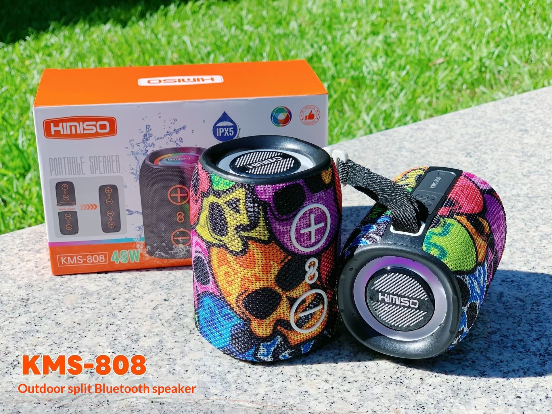 Two-in-one Split-unit Audio System Detachable Cylindrical Bluetooth Speaker With Dazzling Colorful Subwoofer — Graffiti