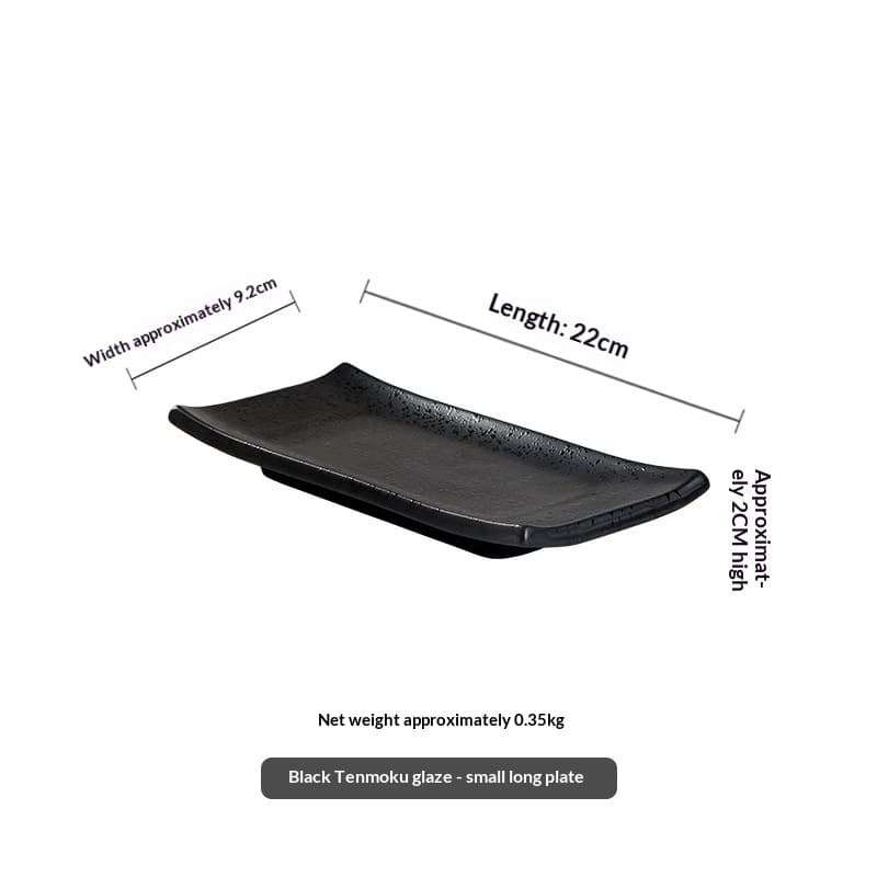 Creative Vintage Rectangular Ceramic Serving Tray — Black Small Size