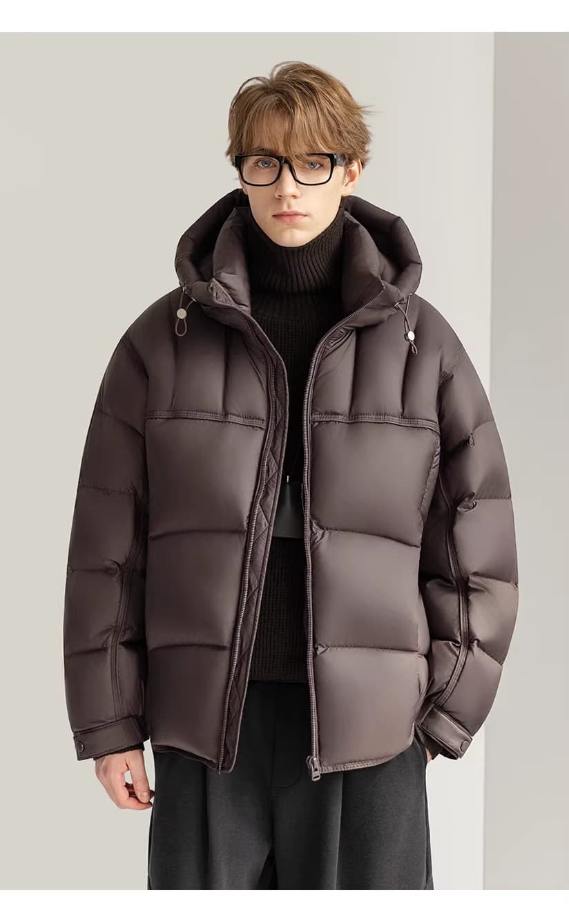 White Duck Down Stylish Thick Hooded Down Jacket