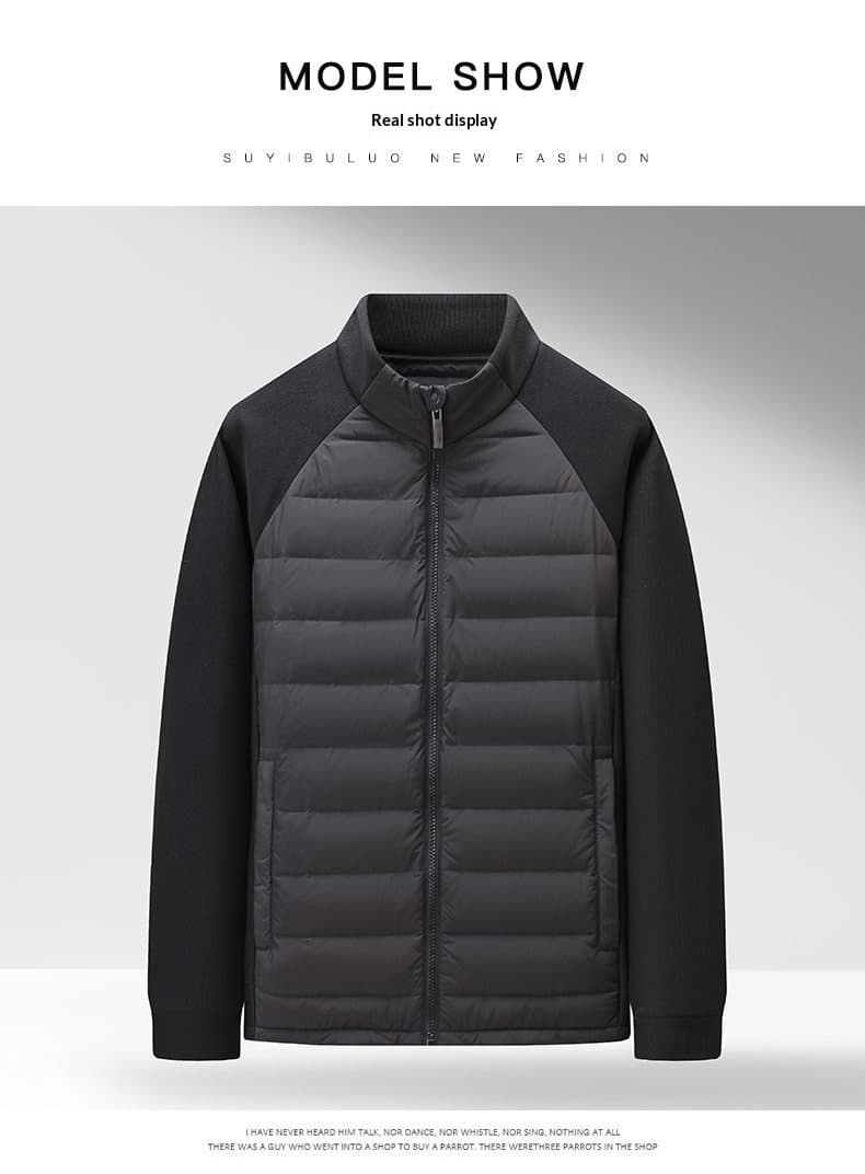 Mens Stand-Up Collar Patchwork Lightweight & Warm Down Jacket