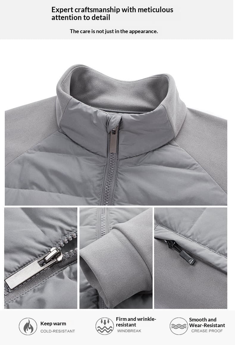 Mens Stand-Up Collar Patchwork Lightweight & Warm Down Jacket