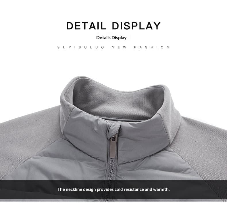 Mens Stand-Up Collar Patchwork Lightweight & Warm Down Jacket