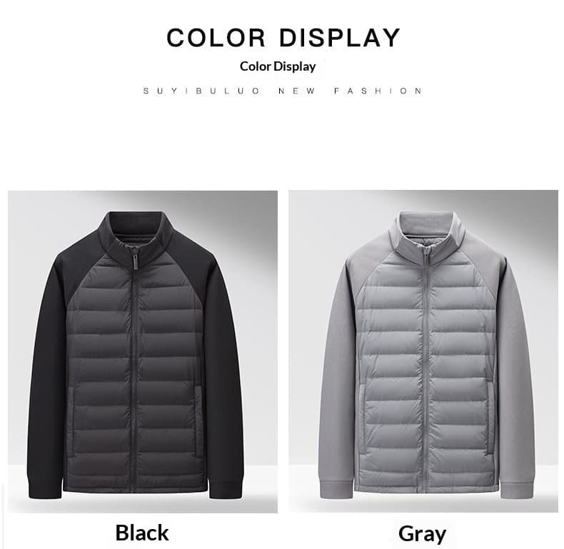 Mens Stand-Up Collar Patchwork Lightweight & Warm Down Jacket