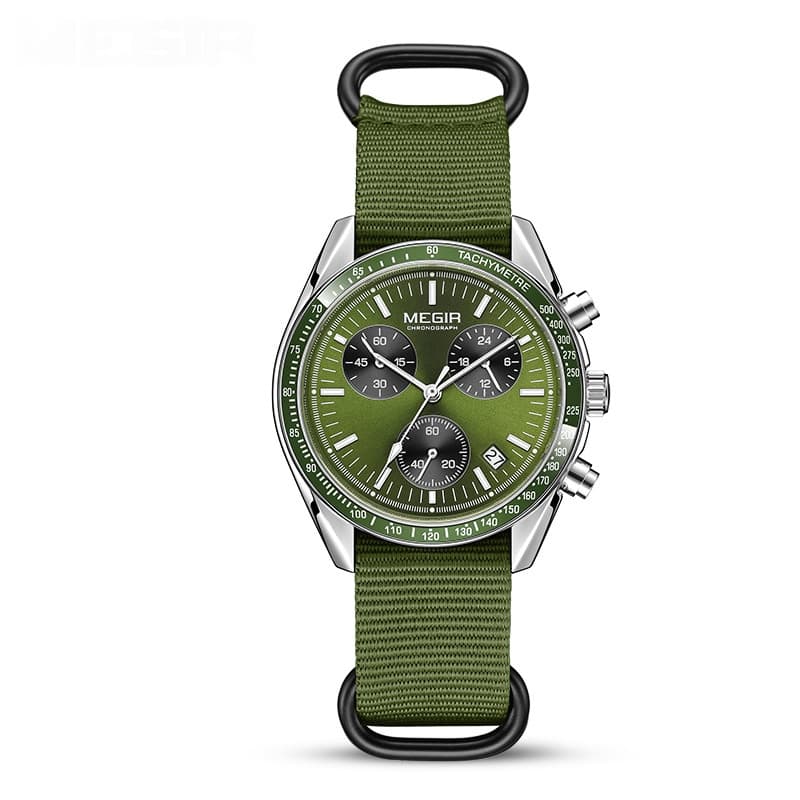 Multifunction Chronograph Quartz Watch — Steel Green Between Black-Free Size