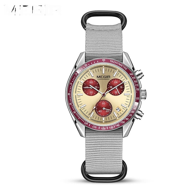 Multifunction Chronograph Quartz Watch — Steel yellow and purple-Free Size