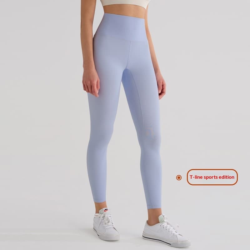 Womens High-Waist Butt-Lifting Fleece-Lined Nude-Feel Sports Tight Yoga Pants — Clove Blue-L