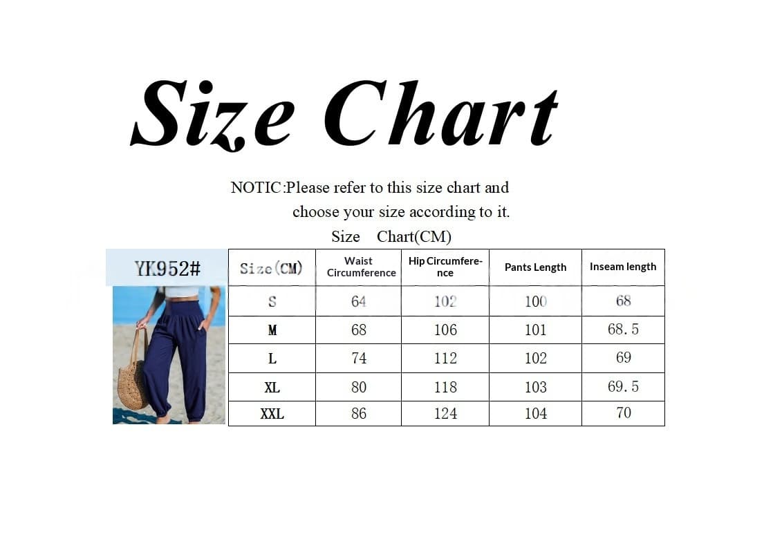 Women's Solid-Color Loose Beach Casual Ankle-Tied Pants