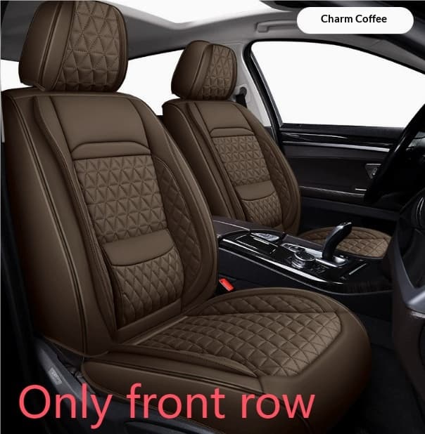 Car Full-wrap Seat Covers With Winged Cotton Padding — Dark brown-Only front row-Standard Fit with Fixed Waist