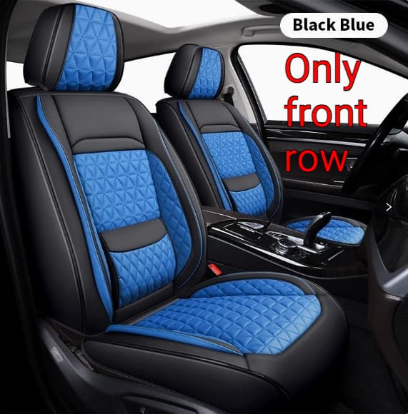 Car Full-wrap Seat Covers With Winged Cotton Padding — Black Blue-Only front row-Standard Fit with Fixed Waist