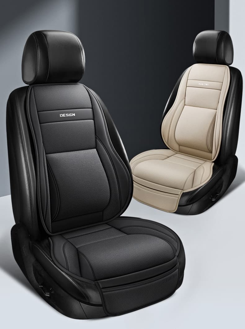 Five-Seat Universal Full-Leather Car Seat Covers With Lumbar Support