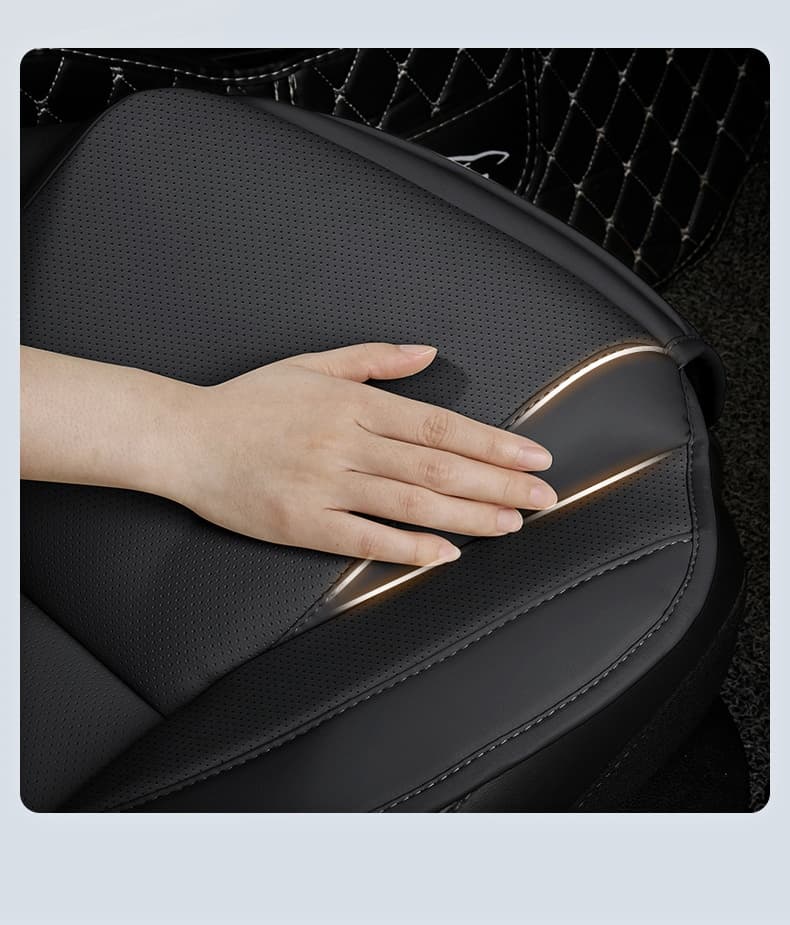 Five-Seat Universal Full-Leather Car Seat Covers With Lumbar Support