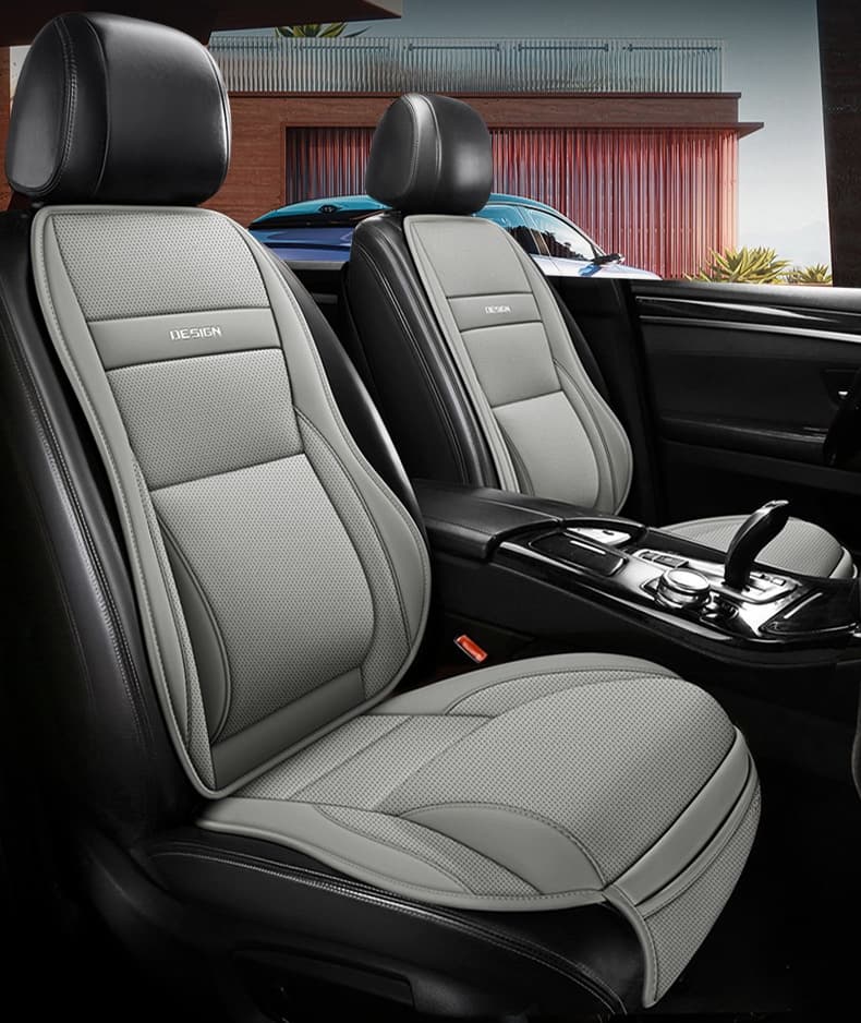 Five-Seat Universal Full-Leather Car Seat Covers With Lumbar Support
