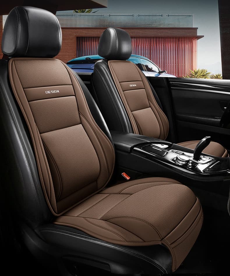 Five-Seat Universal Full-Leather Car Seat Covers With Lumbar Support