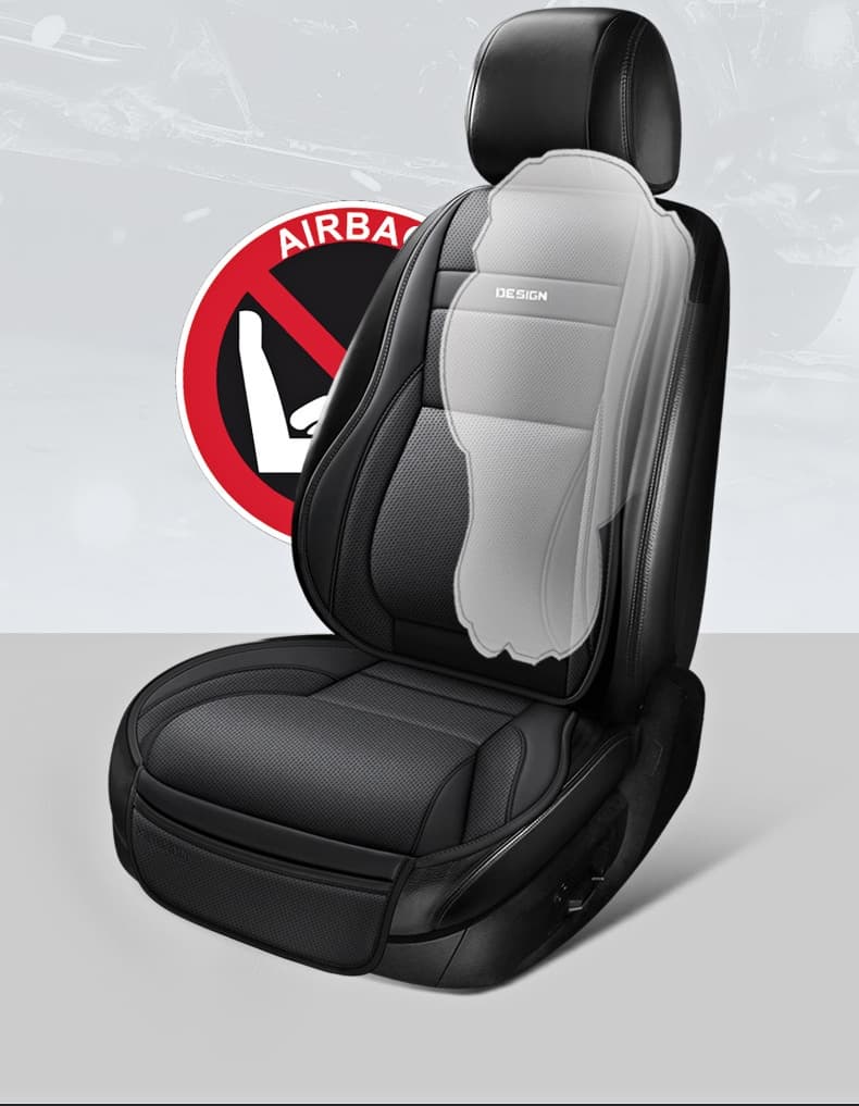 Five-Seat Universal Full-Leather Car Seat Covers With Lumbar Support