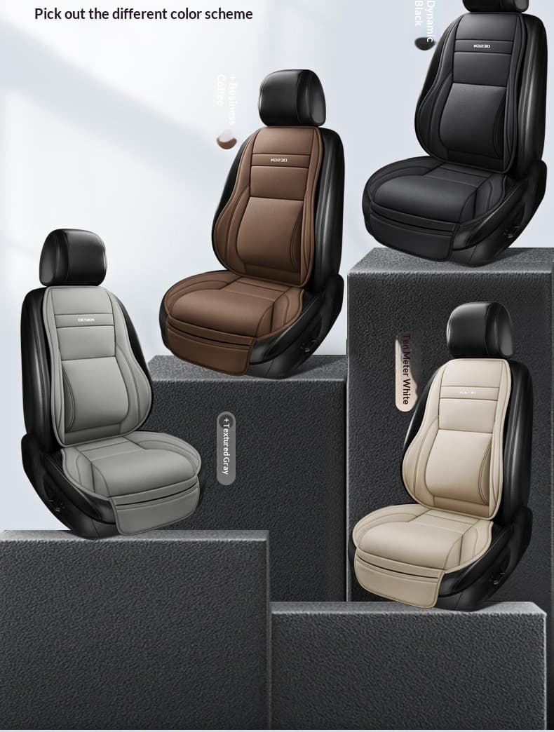 Five-Seat Universal Full-Leather Car Seat Covers With Lumbar Support