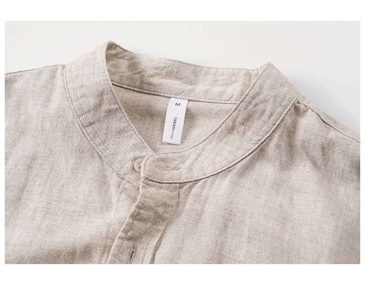 Tencel Linen Shirt Mens Short-sleeve Shirt And Linen Trousers Set