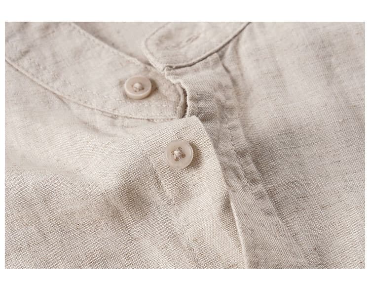 Tencel Linen Shirt Mens Short-sleeve Shirt And Linen Trousers Set