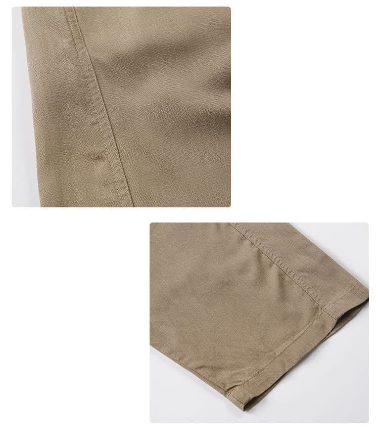 Tencel Linen Shirt Mens Short-sleeve Shirt And Linen Trousers Set