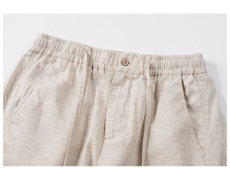 Tencel Linen Shirt Mens Short-sleeve Shirt And Linen Trousers Set