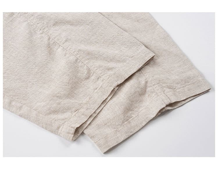 Tencel Linen Shirt Mens Short-sleeve Shirt And Linen Trousers Set