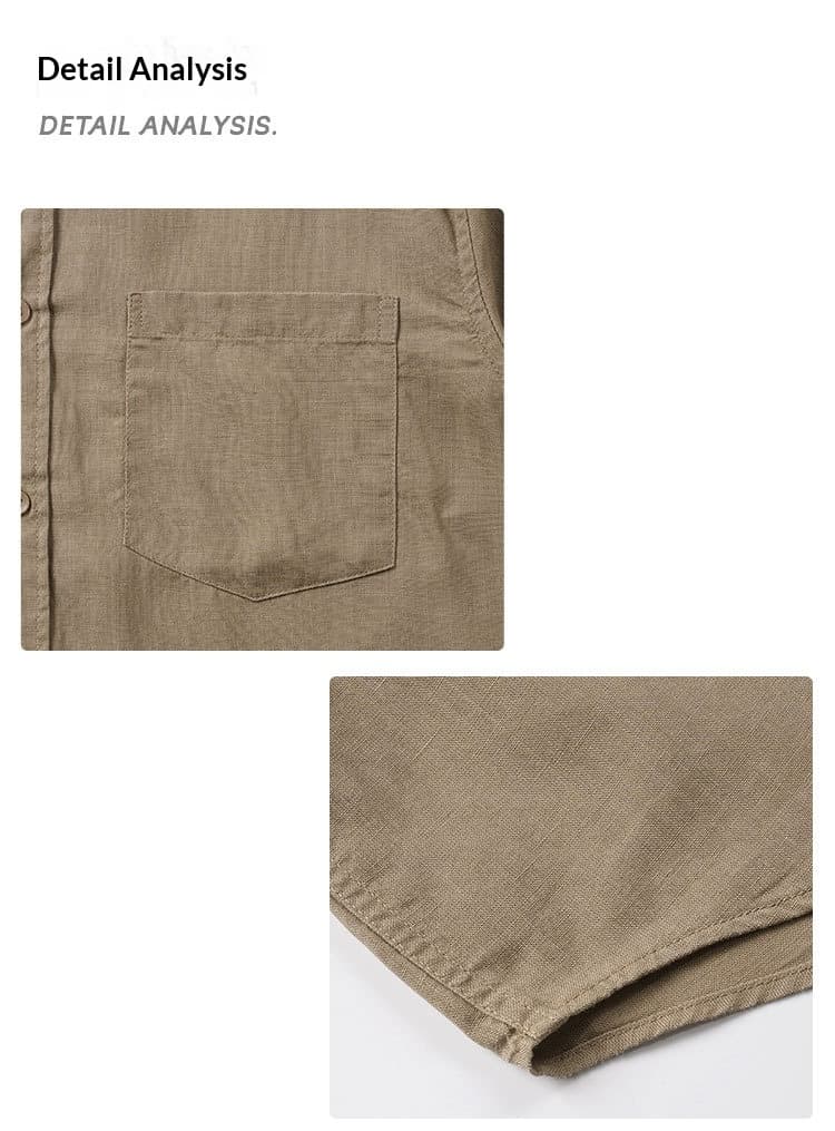 Tencel Linen Shirt Mens Short-sleeve Shirt And Linen Trousers Set