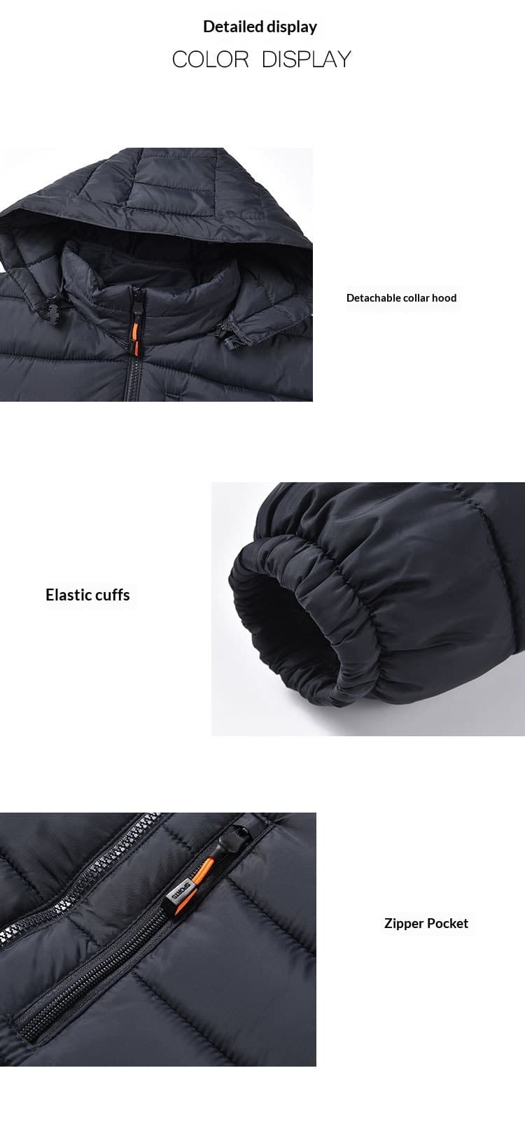 Mens Warm Solid-color Cotton Jacket