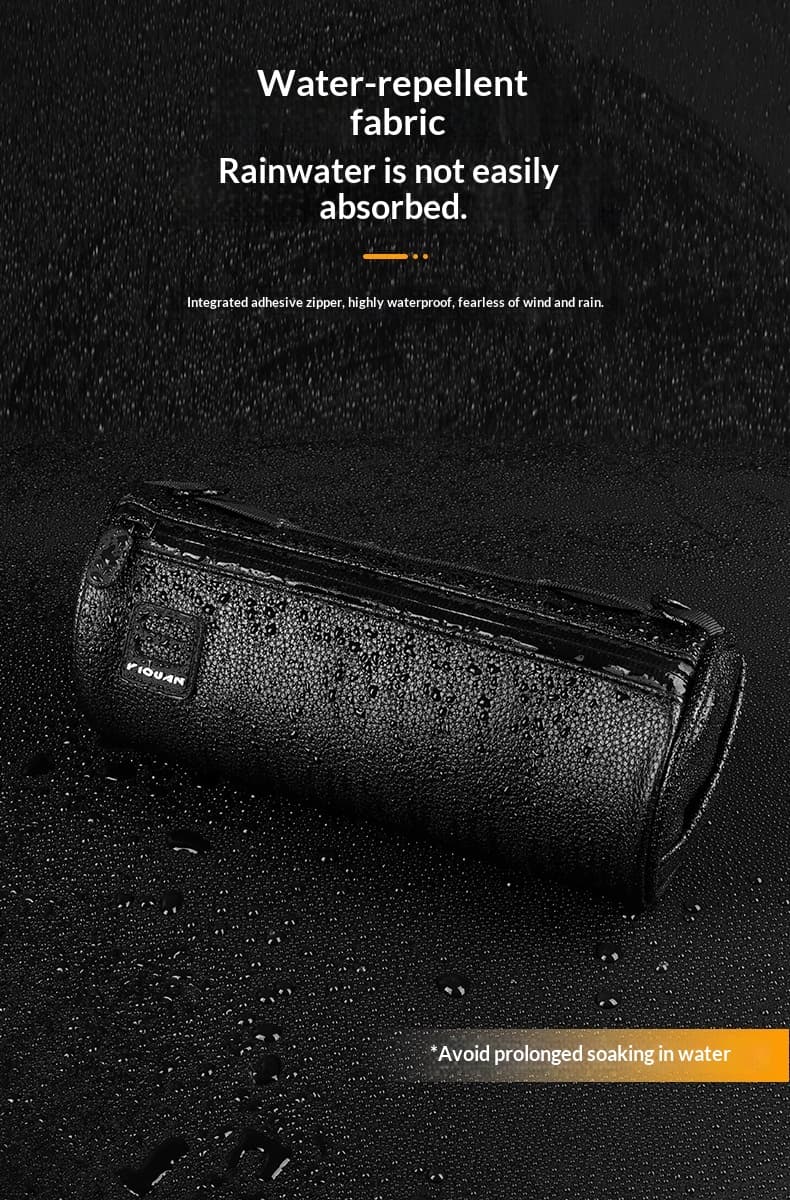 Large-Capacity Waterproof PU Leather Bicycle Bag — Black-1.8L