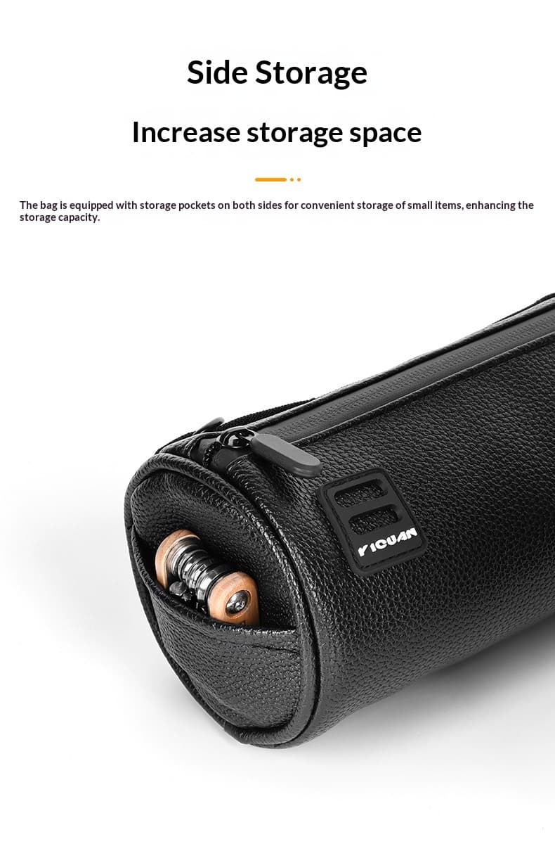 Large-Capacity Waterproof PU Leather Bicycle Bag — Black-1.8L
