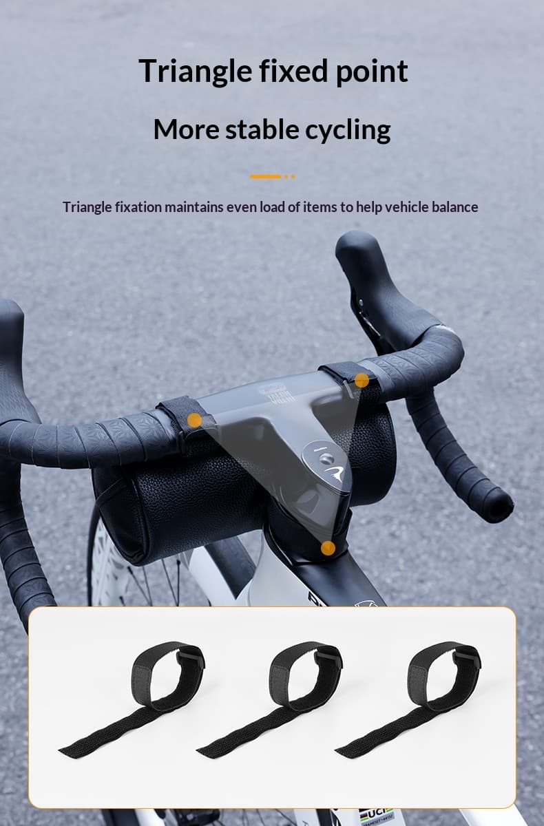 Large-Capacity Waterproof PU Leather Bicycle Bag — Black-1.8L
