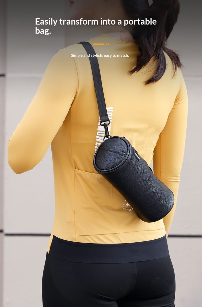 Large-Capacity Waterproof PU Leather Bicycle Bag — Black-1.8L