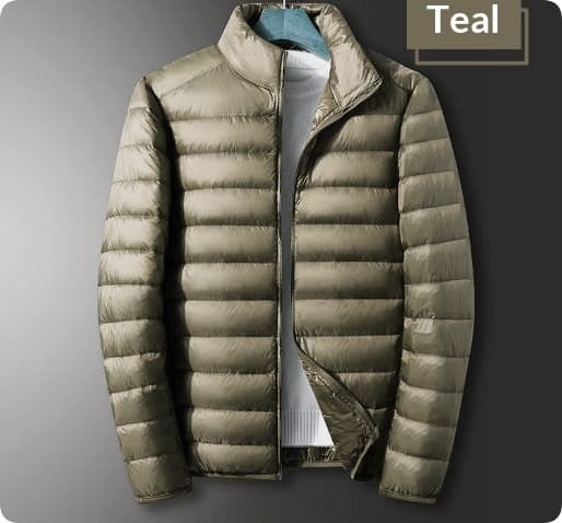Trendy Hooded Padded White Duck Down Mens Coat — Army Green-S-Standing collar