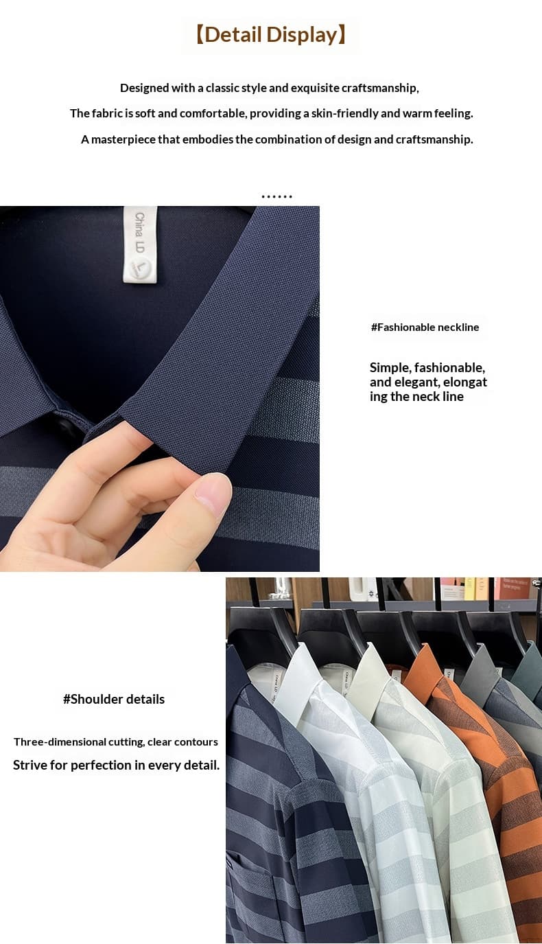 Men's Youth Striped Lapel Pocket Fashion Short Sleeve T-shirt