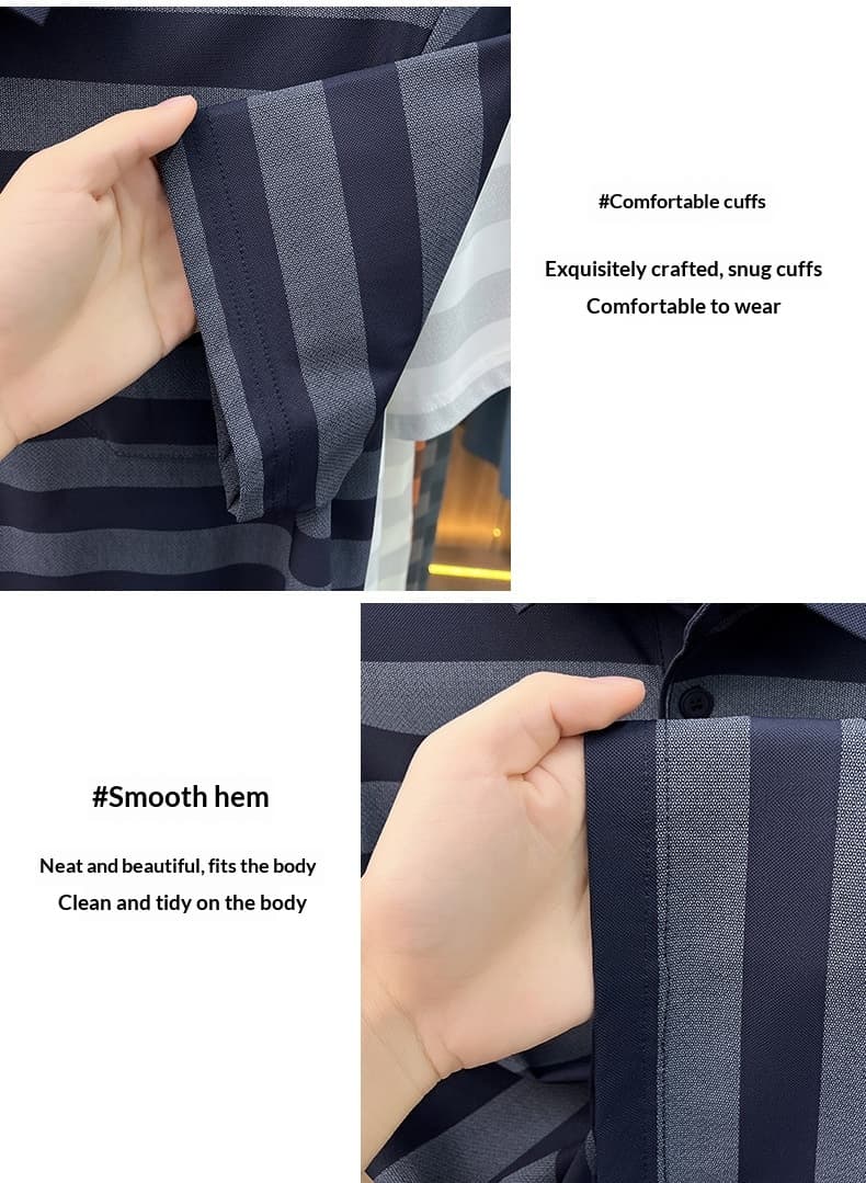 Men's Youth Striped Lapel Pocket Fashion Short Sleeve T-shirt