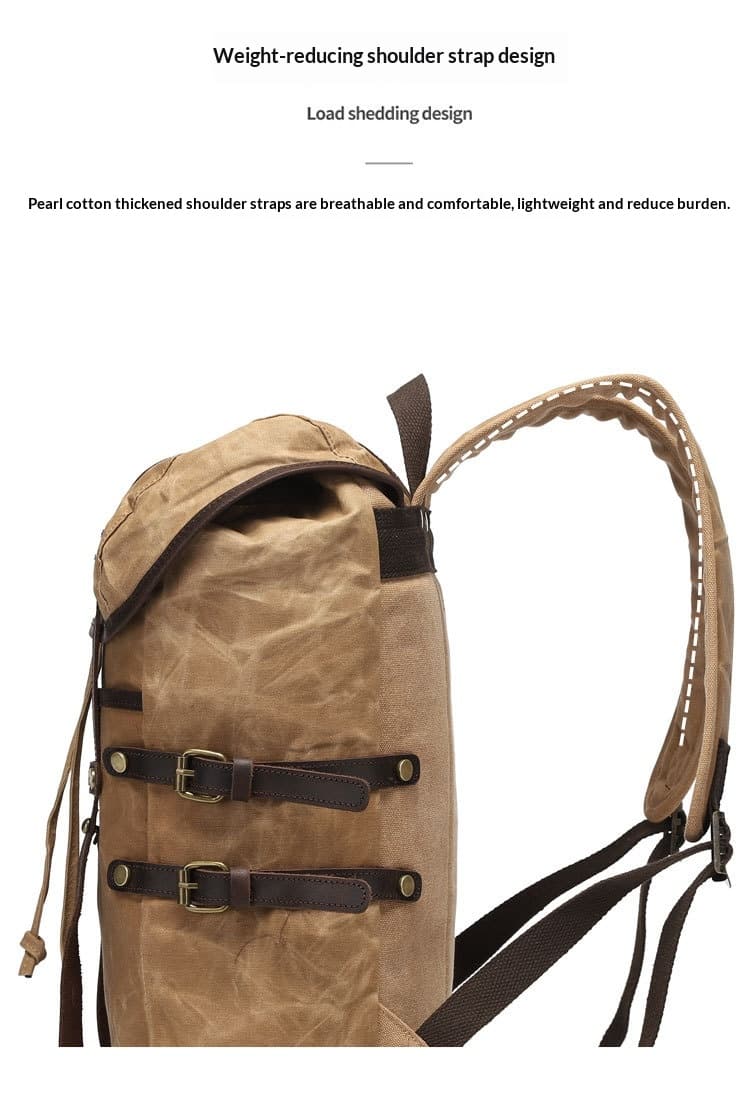 Leisure Travel Bag Water-resistant Canvas Bag With Top-layer Cowhide