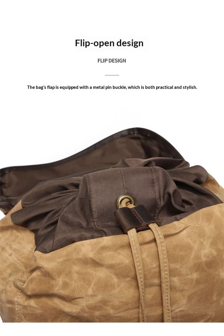 Leisure Travel Bag Water-resistant Canvas Bag With Top-layer Cowhide