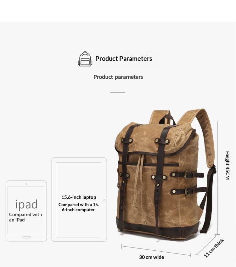 Leisure Travel Bag Water-resistant Canvas Bag With Top-layer Cowhide