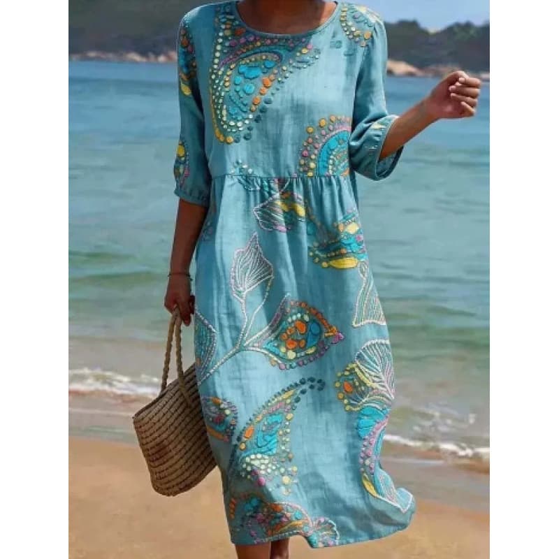 Versatile Long Dress With A Round Neckline For Women