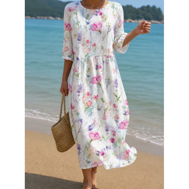 Versatile Long Dress With A Round Neckline For Women
